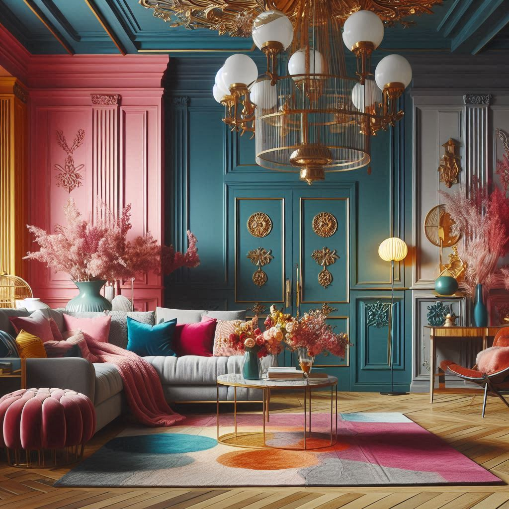 Colorful livingroom interior design
