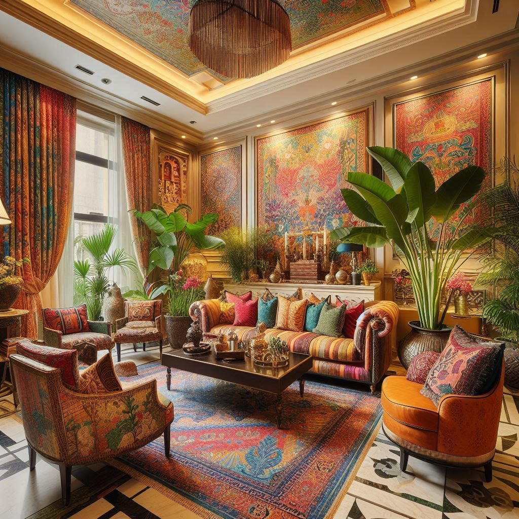 Maximalistic Interior Design of a living room